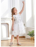 Beaded Embroiered Lace Star Tulle Dreamy Flower Girl Dress